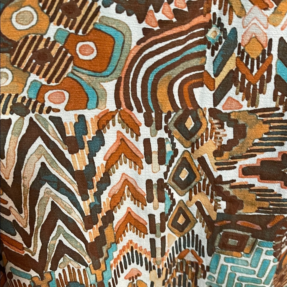 Nurture Turquoise & Brown Patterned Tie-Neck Women’s Dress SZ PL - Picture 5 of 8